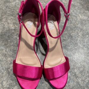 Elegant Pink Satin Women's Heels